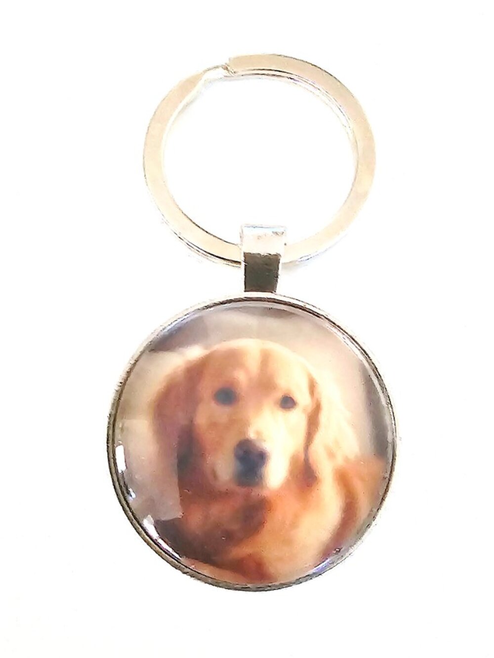 Golden Retriever Keychain, Unisex, Glass Cabochon, Dog Portrait, Pet Lover, Gift
